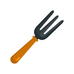 Hand garden rake icon. Flat illustration of hand garden rake vector icon for web design
