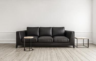 Comfortable dark grey leather sofa