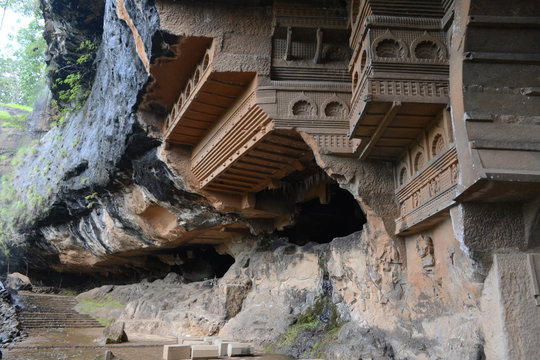 kondhane buddhist cave at karjat in maharashtra	