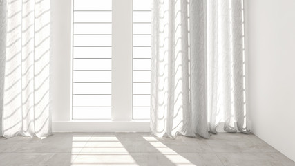 Bright light monochromatic white room interior