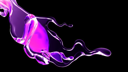 Splash fluid. 3d illustration, 3d rendering.