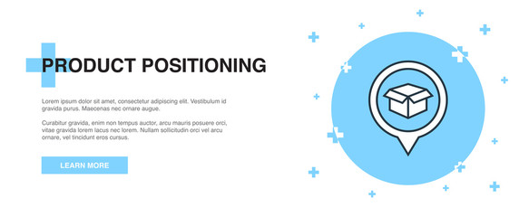 Product Positioning icon, banner outline template concept. Product Positioning line illustration