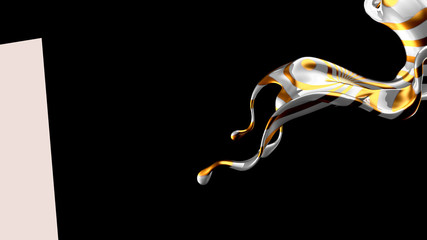 Beautiful elegant metal splash on a black background. 3d illustration, 3d rendering.