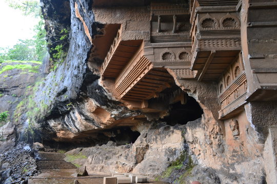 kondhane buddhist cave at karjat in maharashtra	