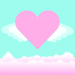 Romantic Heart, Wings, Valentine, Illustration