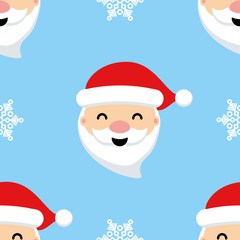 Santa Claus seamless pattern blue with snowflake