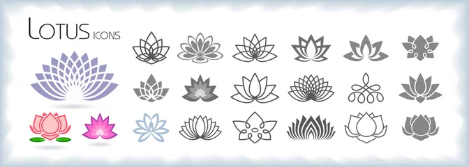 Foto op Canvas Collection of lotus icons with different styles © ActiveLines