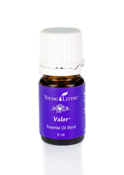 Young Living Valour essential oil blend on white background.