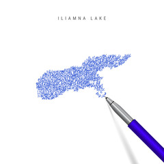 Iliamna Lake sketch scribble map isolated on white background. Hand drawn vector map of Iliamna Lake.