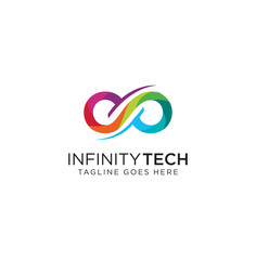 Infinity Logo with color gradient Design Vector Stock . Limitless Logo Tech Design