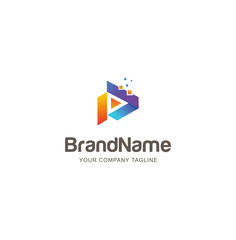 Fototapeta premium Play Tech Logo Design . Abstract Letter P tech logo Design . Triangle Tech logo Colorfull design template Vector
