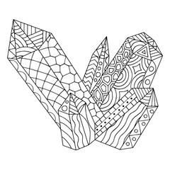 Crystals coloring page contour vector illustration for adults and children