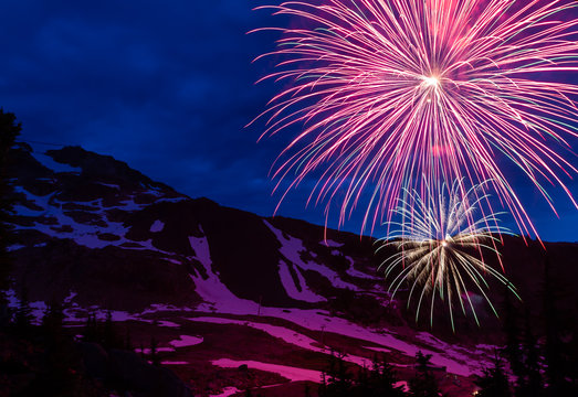 Fireworks Celebration On Whistler Mountain The Summer Time For Canada Day