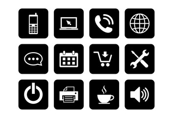 Web icon set. Contact us icons. web icons set for computer. website and mobile apps