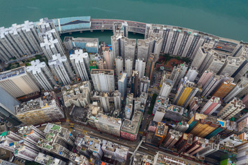 Top view of Hong Kong city