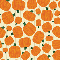 Obraz premium Textured pumpkin pattern vector seamless background design print.