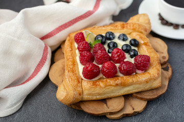 Puff Pastry Fruit Tart with Ricotta Cream Filling. Perfect little individual dessert