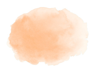 Fototapeta premium Artistic watercolor light peach brushstroke with uneven edges.