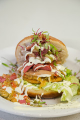 hamburger with salad and mayonnaise 