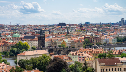 Naklejka na ściany i meble Aerial view of Prague Czech Republic from Castle.