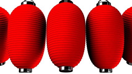 Red paper lantern on white background.3D render illustration. © Tsurukame Design