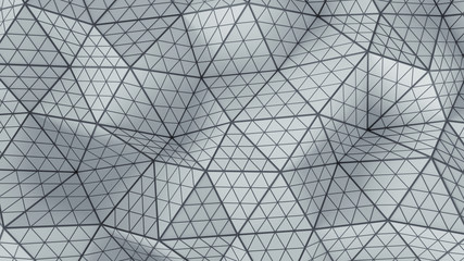 White distorted low poly shape 3D render