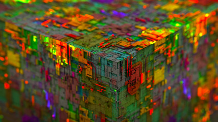 Colorful blocky technical surface 3D render