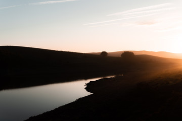 Sunset in a beautiful dam in Cantabria