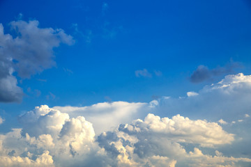 Sky blue or azure sky and white cloud background, beautiful nature on summer