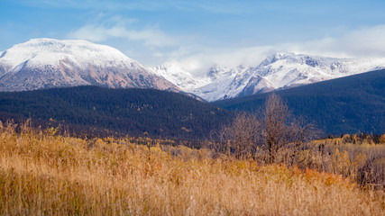 Fototapeta na wymiar Snowy Mountain Tops in the Wilderness