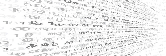 digital set of 1, 0, monochrome pattern. encrypted, classified computer information. character to encode, in a minimalist style. computer technology, matrix isolated on a white background. web, banner