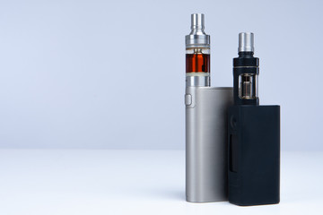 Vape. Vaper. The apparatus for vaping. Electronic cigarettes on a white background. Refusal of...