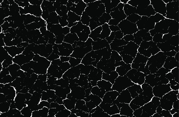 Cracked Surface Grunge Texture Vector. Uneven Overlay. Distressed Grungy Effect. Vector Illustration.Black Isolated on White Background. EPS 10.