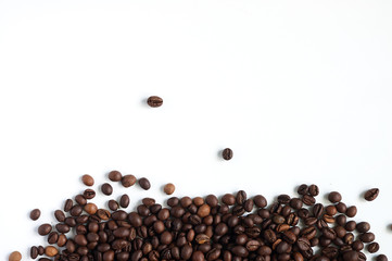 Gradient from coffee beans on a white background.