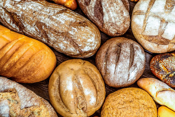 Fresh fragrant bread on the table. Food concept