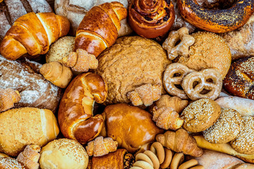 Fresh fragrant bread on the table. Food concept