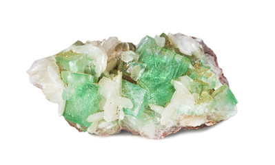 Green apophyllite and white stilbite