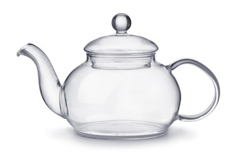 Side view of empty glass teapot