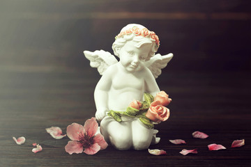 Guardian angel and spring flowers