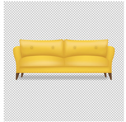 Yellow Sofa Isolated Transparent Background