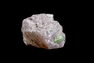 macro mineral stone pargasite on black background