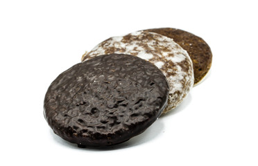chocolate cake. Gingerbread on white background