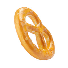 Salty mini pretzel isolated on a white background. Traditional food for Oktoberfest - salty mini pretzel on a white background. German Pretzel, Oktoberfest.
