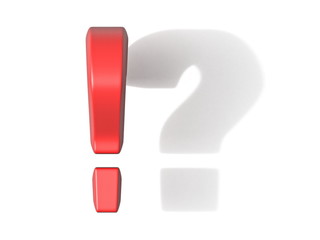 Exclamation mark with a question mark shadow 3D