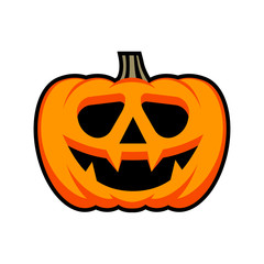 Halloween pumpkin with happy face. Flat style vector icons, emblem, symbol For Your Design