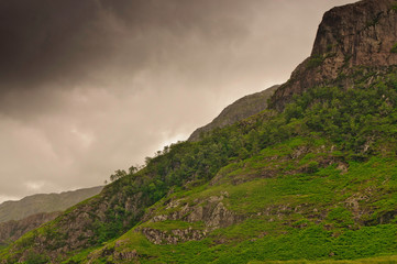 Dark clouds approaching mountaintop