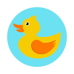 Classic yellow rubber duck, vector illustration and design element for kids, education and funny content. 