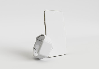 3d render illustration hand holding the white smartphone with full screen and modern frame less design - isolated on white background 