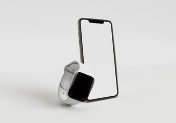 3d render illustration hand holding the white smartphone with full screen and modern frame less design - isolated on white background 
