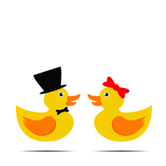 Classic yellow rubber duck, vector illustration and design element for kids, education and funny content. 